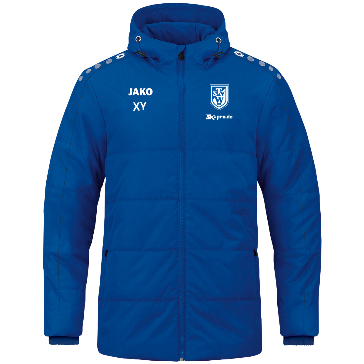 JAKO Coachjacke One mit Kapuze inkl.Wappen und Vereinsname (Initialen optional)