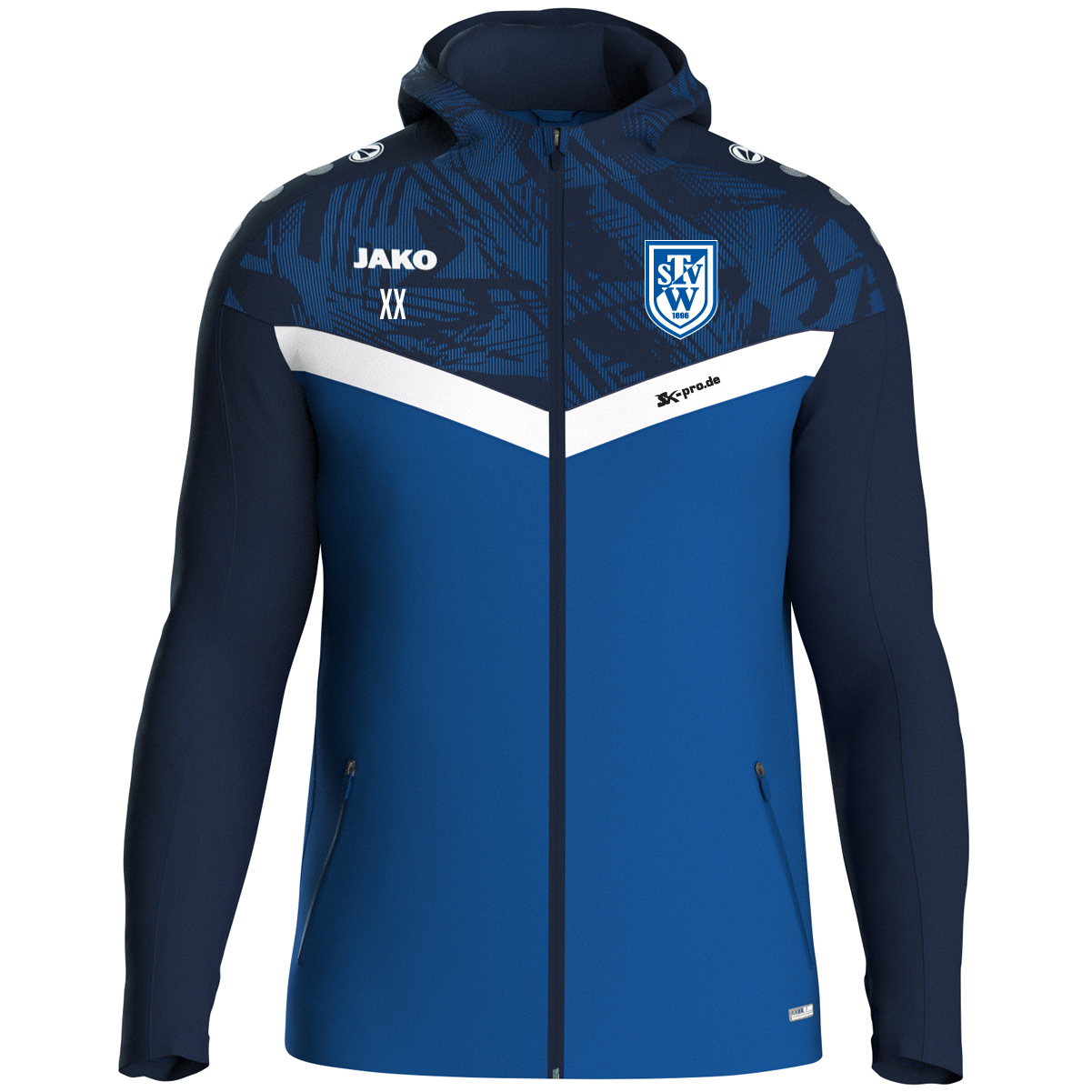 JAKO Kapuzenjacke Iconic  inkl.Wappen und Vereinsname (Initialen optional)