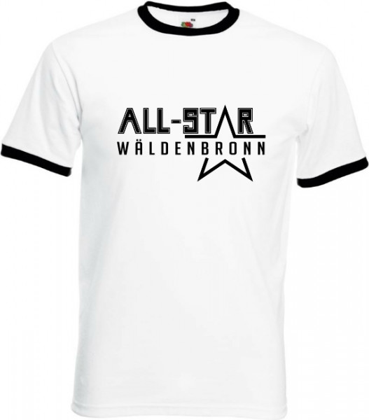 Ringer T-Shirt weiß/schwarz Unisex inkl. Druck