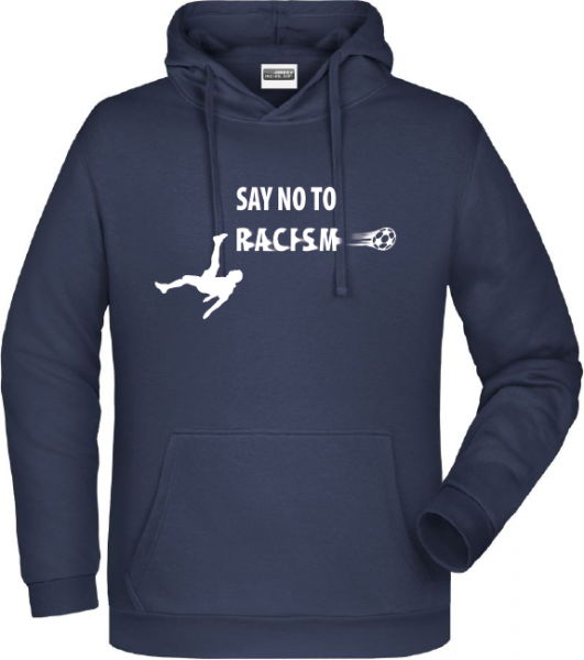 Kinder Kapuzensweater marine &quot;no racism&quot; inkl. Druck
