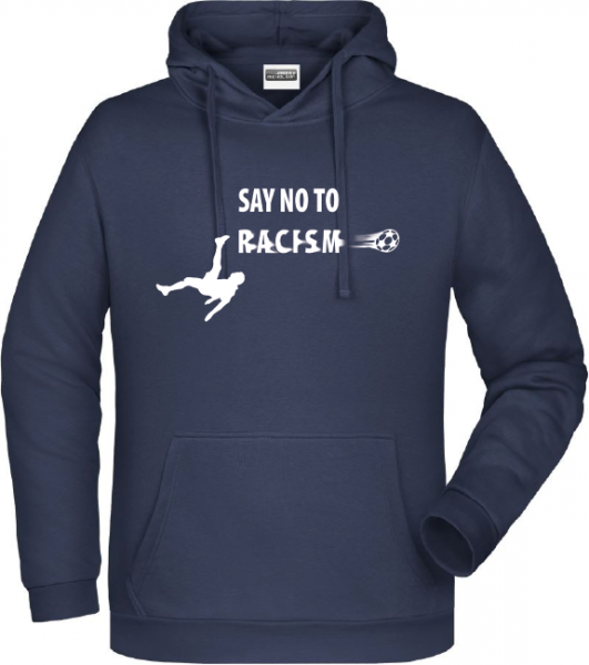 Herren Kapuzensweater marine &quot;no racism&quot; inkl. Druck