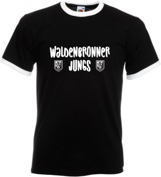 Ringer T-Shirt schwarz/weiß Unisex inkl. Druck